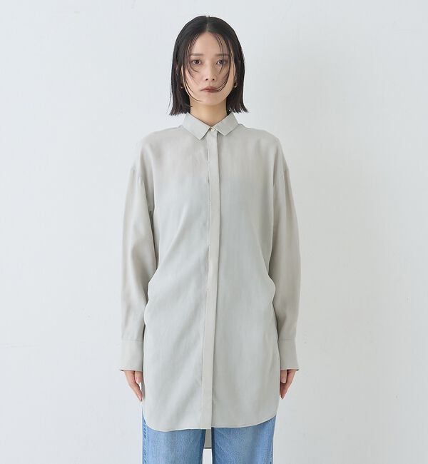 Rouge vif「ウエストタックドレープロングシャツ」|シャツ・ブラウス|