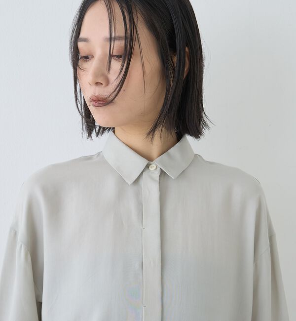 Rouge vif「ウエストタックドレープロングシャツ」|シャツ・ブラウス|