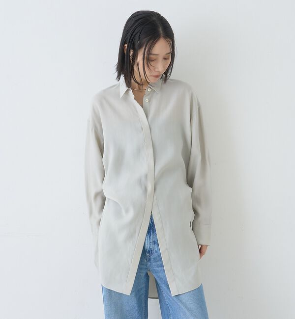 Rouge vif「ウエストタックドレープロングシャツ」|シャツ・ブラウス|