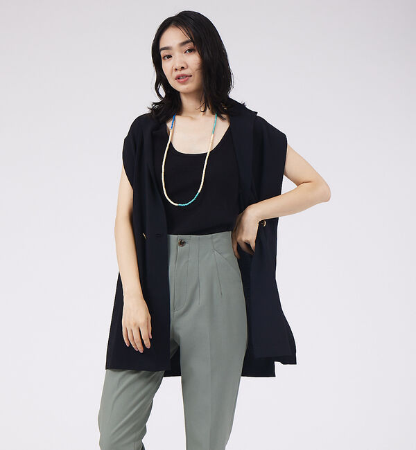 qualite「レーヨンストレッチニットジレ」|ベスト・ジレ|ブラック