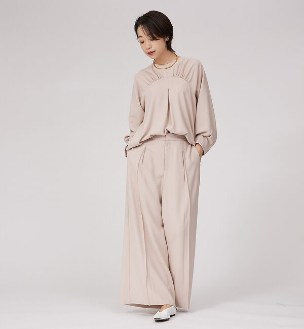 qualite「【セットアップ対応】アセテートジョーゼットタックパンツ」|その他|