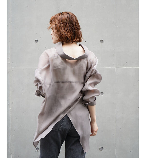 qualite「【大人シアーシャツ】バックスリットシアーシャツ【予約】」|シャツ・ブラウス|