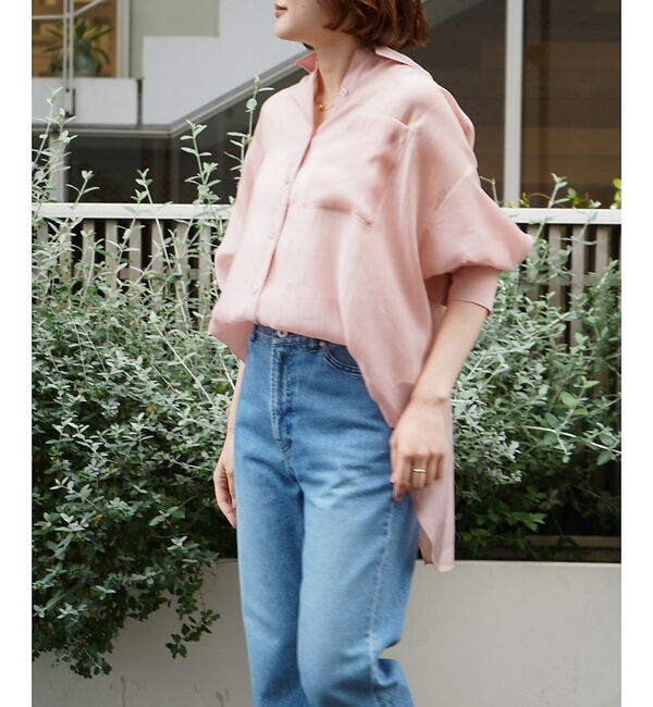 qualite「【大人シアーシャツ】バックスリットシアーシャツ【予約】」|シャツ・ブラウス|