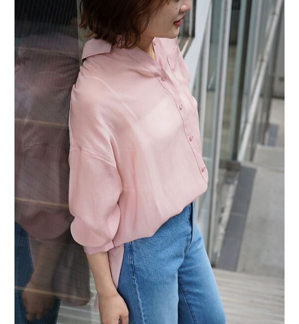 qualite「【大人シアーシャツ】バックスリットシアーシャツ【予約】」|シャツ・ブラウス|