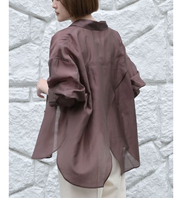 qualite「【大人シアーシャツ】バックスリットシアーシャツ【予約】」|シャツ・ブラウス|ブラウン