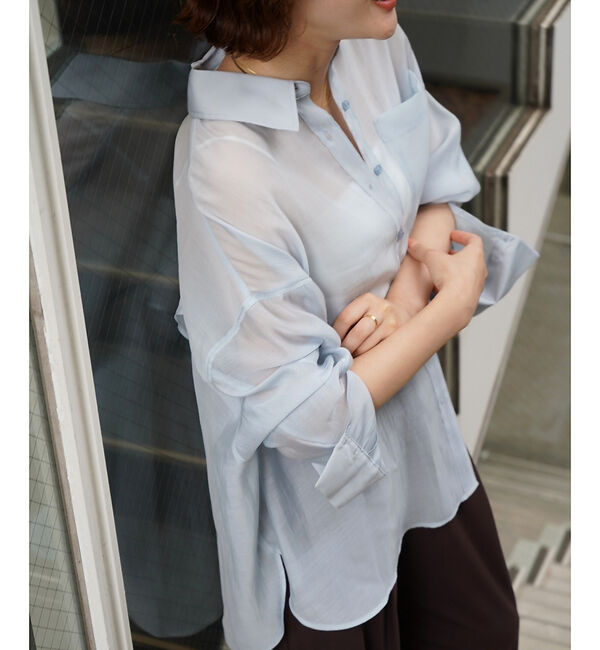 qualite「【大人シアーシャツ】バックスリットシアーシャツ【予約】」|シャツ・ブラウス|