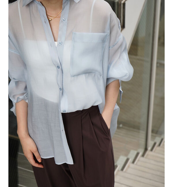 qualite「【大人シアーシャツ】バックスリットシアーシャツ【予約】」|シャツ・ブラウス|