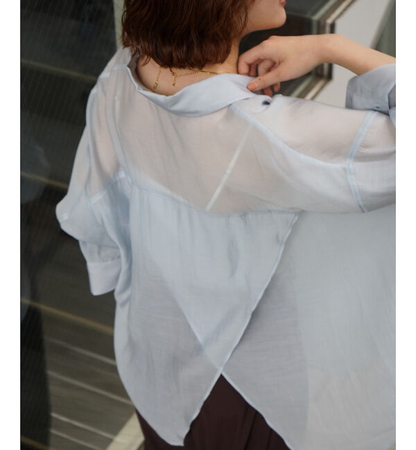qualite「【大人シアーシャツ】バックスリットシアーシャツ【予約】」|シャツ・ブラウス|