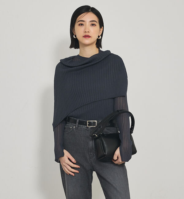 qualite「【Oggi掲載】ワイドリブシアースヌードニット/スヌード取り外し可能」|ニット・セーター|