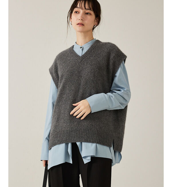 qualite「【重ね着を格上げ】フォックスウールジレ」|ベスト・ジレ|チャコールグレー