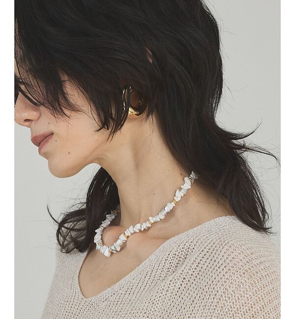 qualite「【大人の天然石】サザレスライドネックレス」|ネックレス|ホワイト