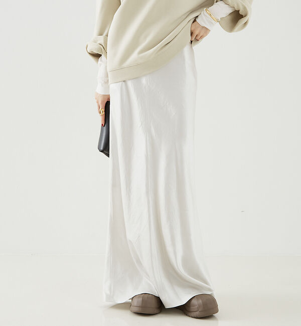 The Store by C' 「【COCUCA】サテンフレアースカート」|スカート|ホワイト
