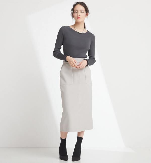 TIARA「プチフリルボートネックリブニット」|ニット・セーター|