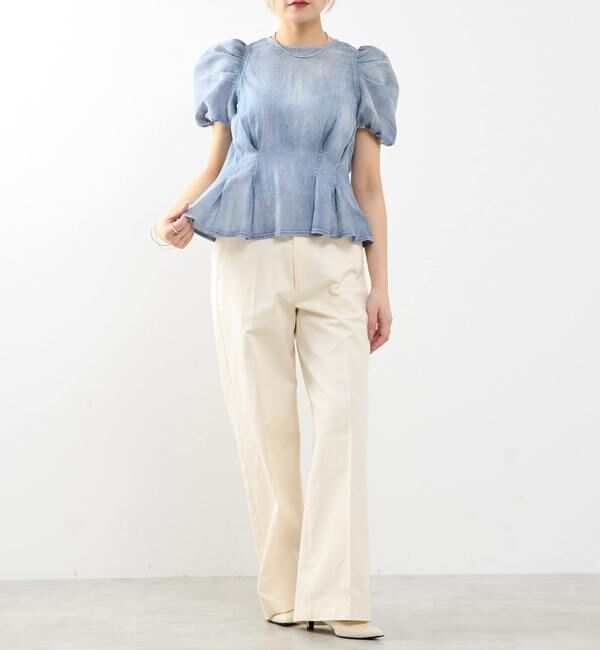 SOFFITTO「【A_/エース】シアーデニムパフブラウス」|シャツ・ブラウス|