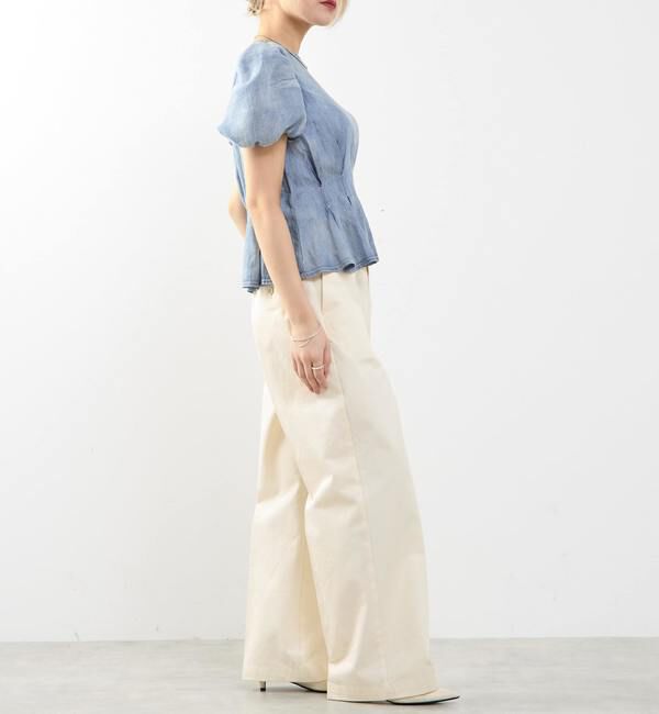 SOFFITTO「【A_/エース】シアーデニムパフブラウス」|シャツ・ブラウス|