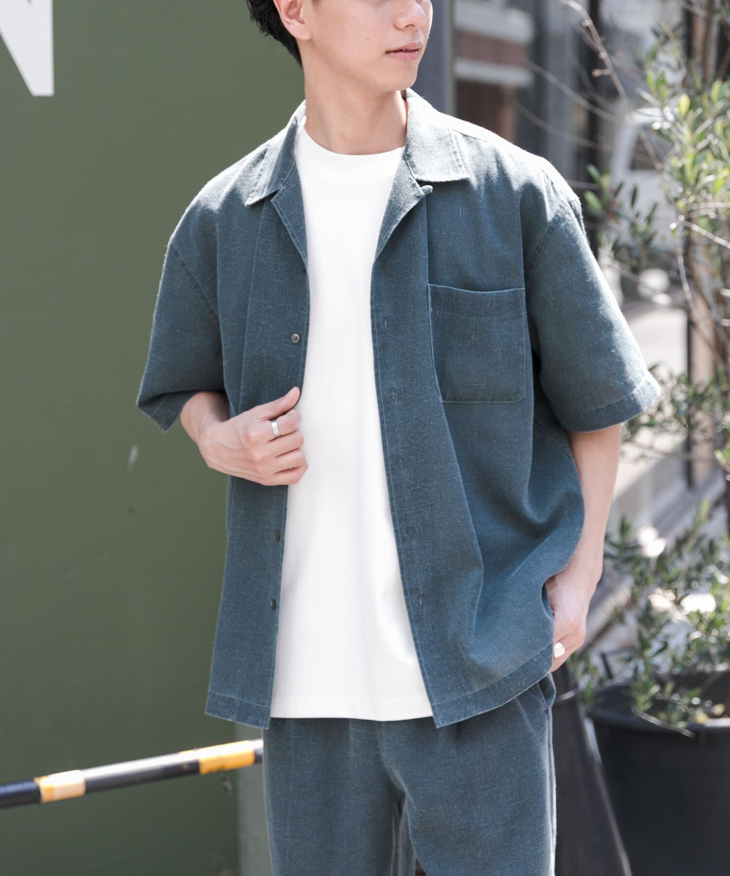 URBAN RESEARCH DOORS「FORK&SPOON　ピグメントプリントシャツ」|シャツ・ブラウス|グリーン