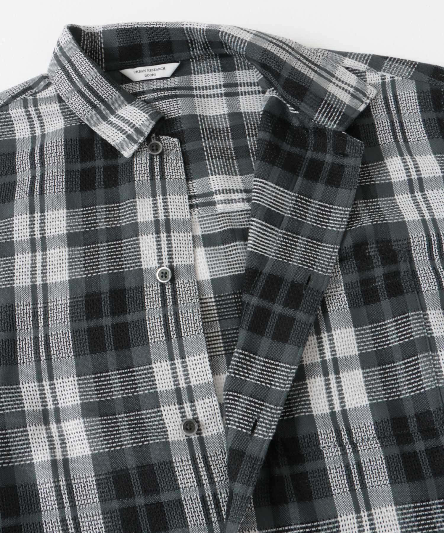 URBAN RESEARCH DOORS「カラミ織ショートスリーブチェックシャツ」|シャツ・ブラウス|