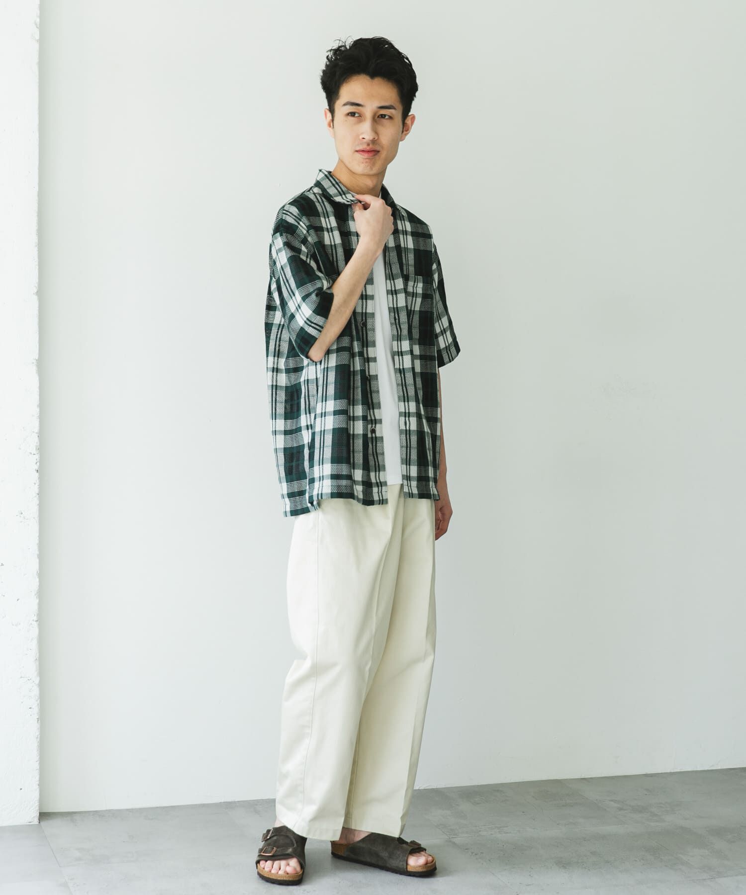 URBAN RESEARCH DOORS「カラミ織ショートスリーブチェックシャツ」|シャツ・ブラウス|