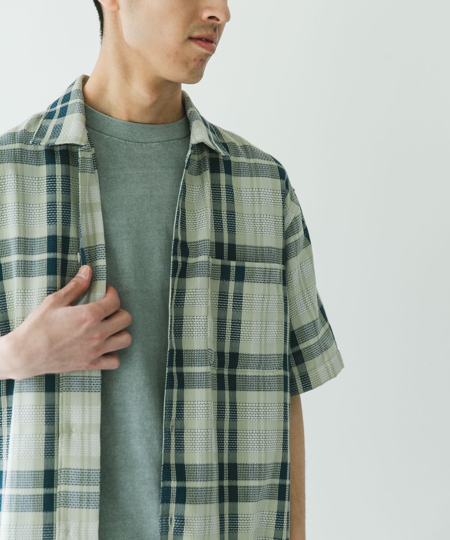 URBAN RESEARCH DOORS「カラミ織ショートスリーブチェックシャツ」|シャツ・ブラウス|