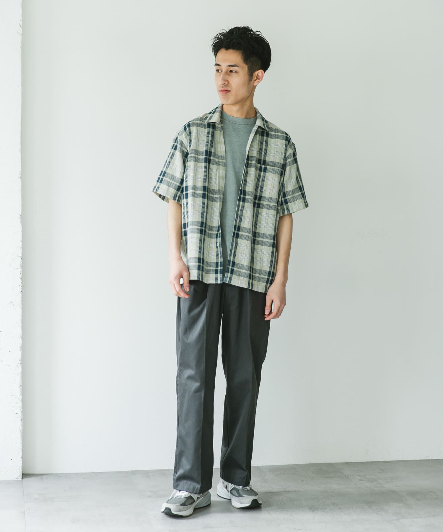 URBAN RESEARCH DOORS「カラミ織ショートスリーブチェックシャツ」|シャツ・ブラウス|