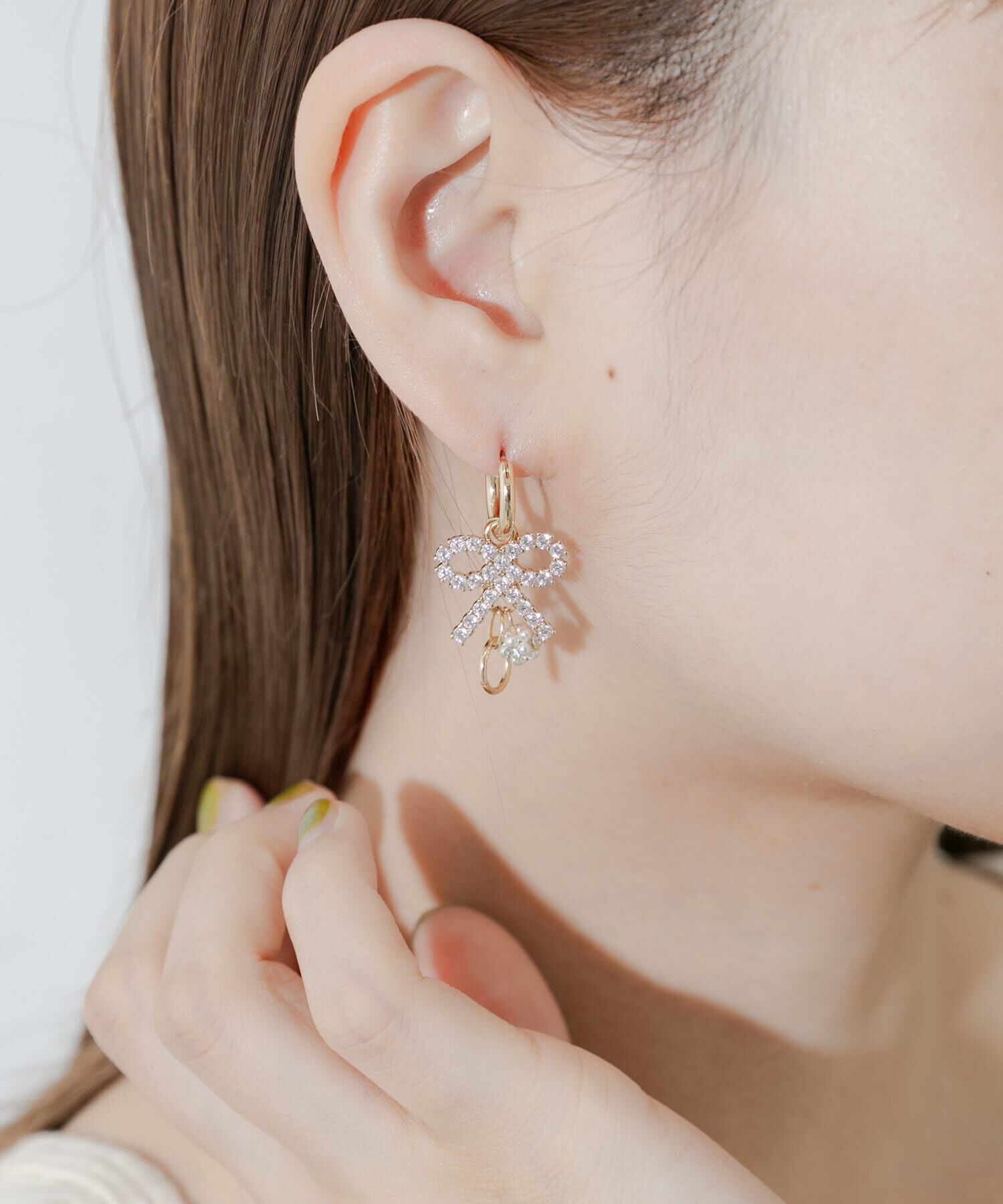 SMELLY「ビジューリボンフープピアス」|ピアス|