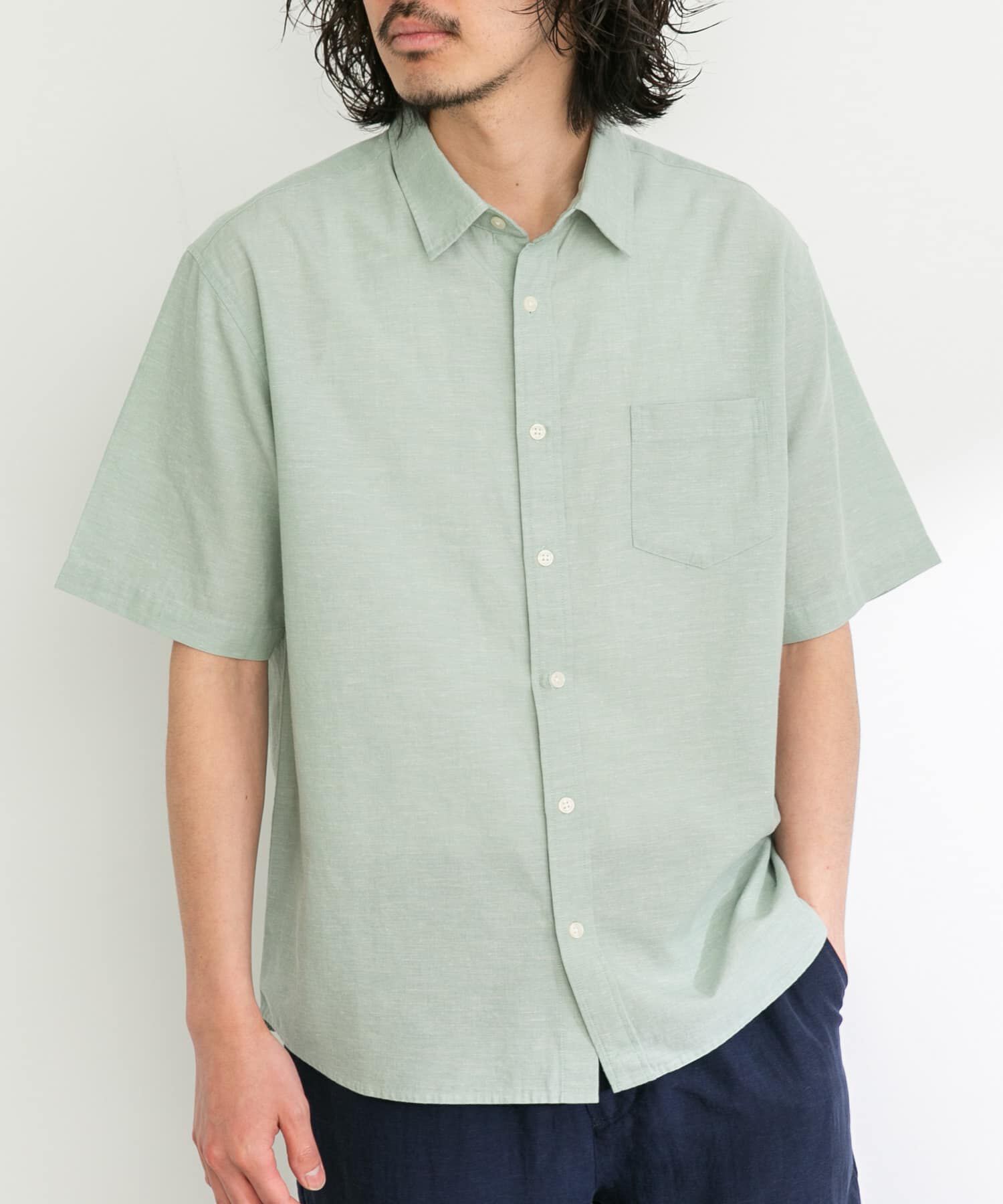 Sonny Label 「『吸水速乾/接触冷感』リネン混ハーフスリーブシャツ」|シャツ・ブラウス|