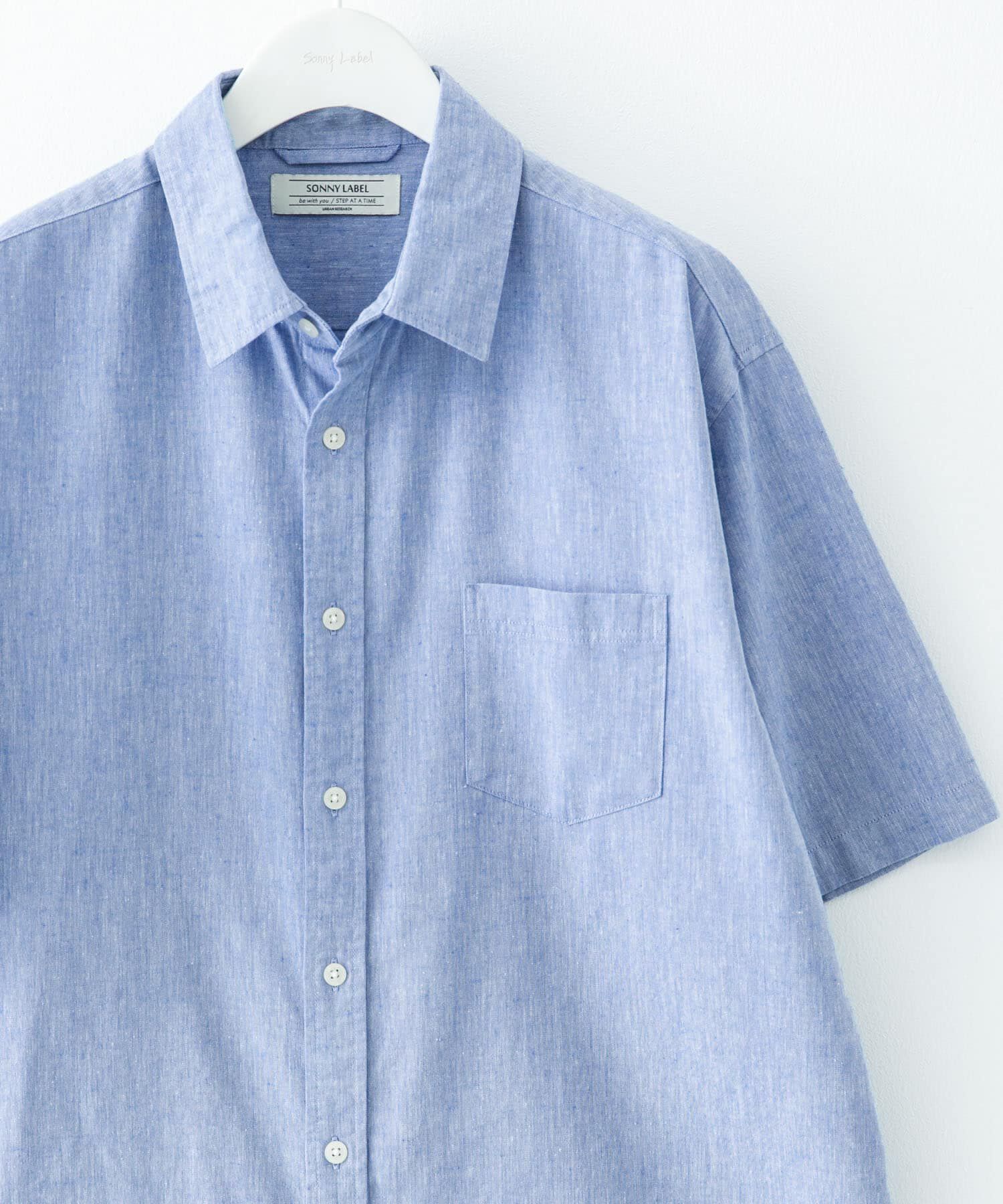Sonny Label 「『吸水速乾/接触冷感』リネン混ハーフスリーブシャツ」|シャツ・ブラウス|ブルー