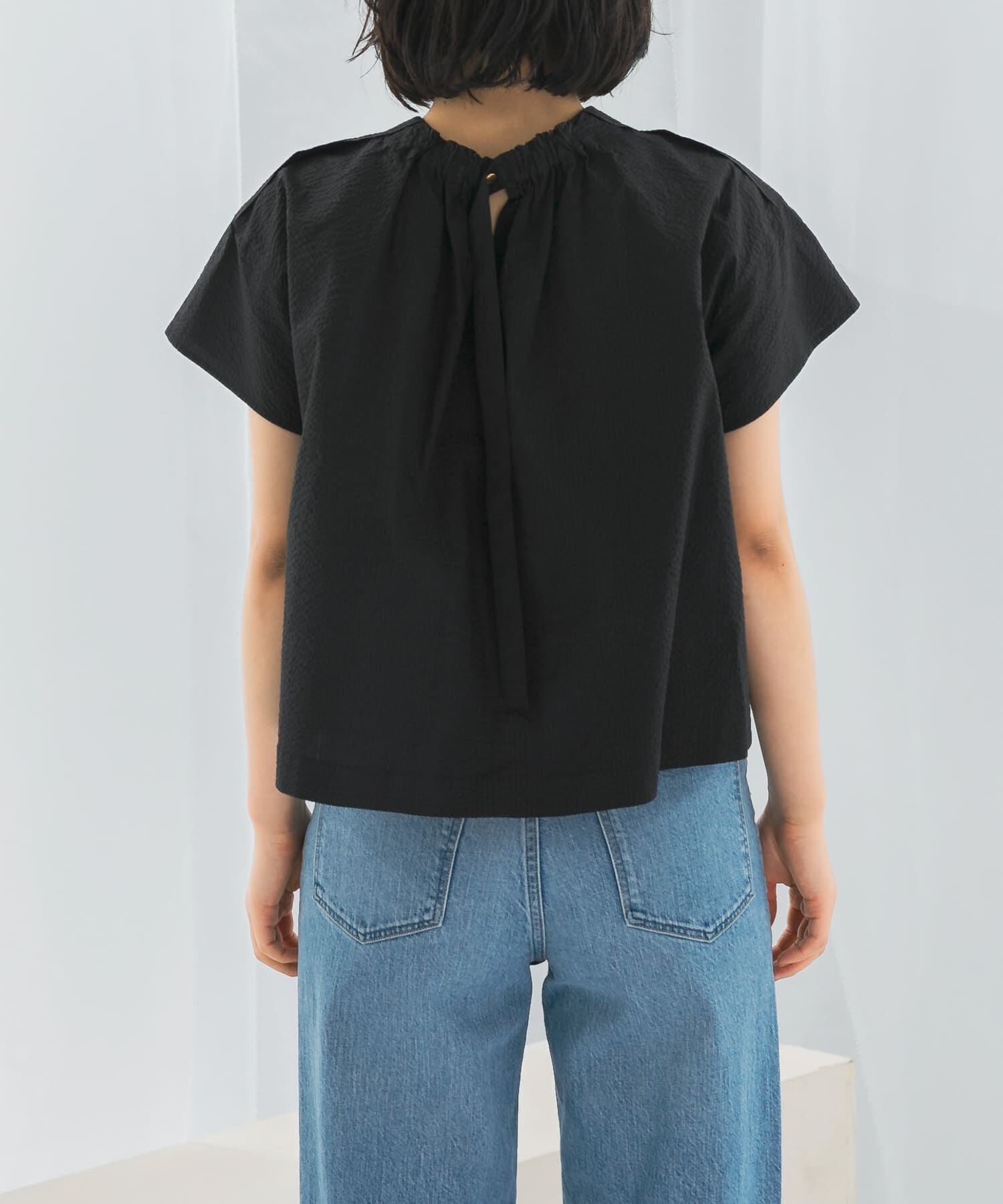 URBAN RESEARCH ROSSO「シアサッカーショートギャザーブラウス」|シャツ・ブラウス|