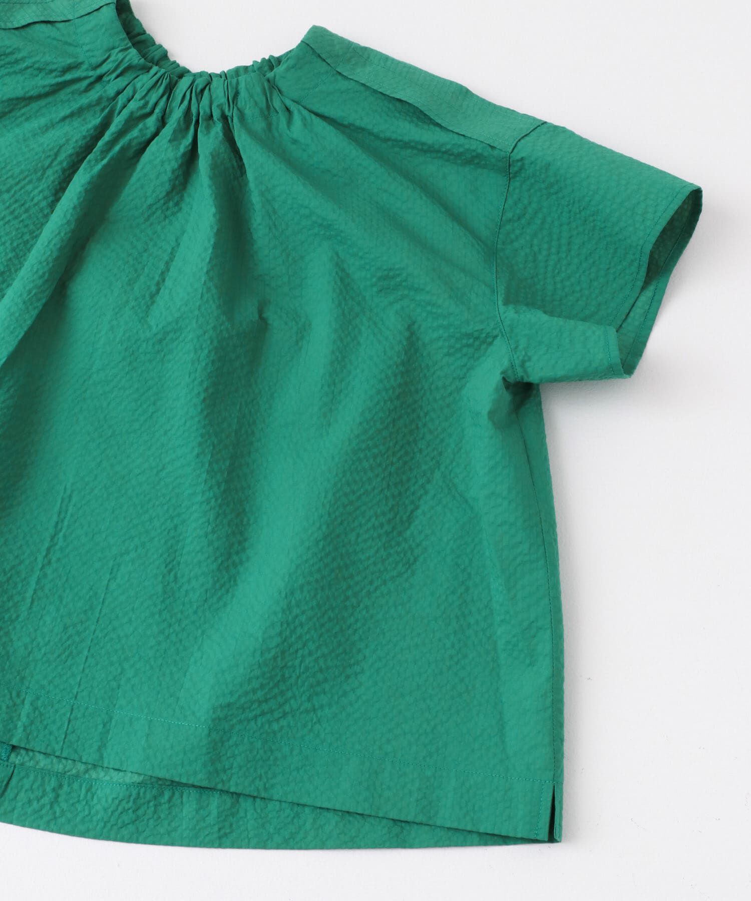 URBAN RESEARCH ROSSO「シアサッカーショートギャザーブラウス」|シャツ・ブラウス|