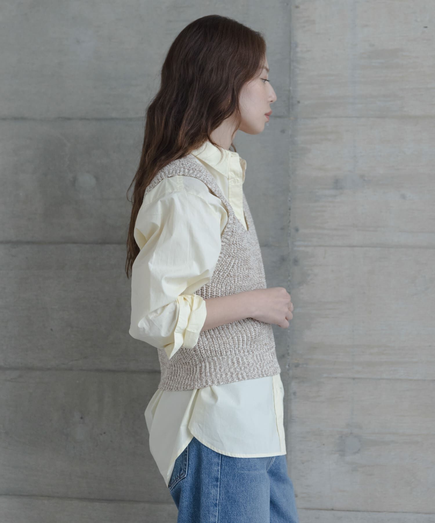 Sonny Label 「メランジテープヤーンUネックニットベスト」|ベスト・ジレ|