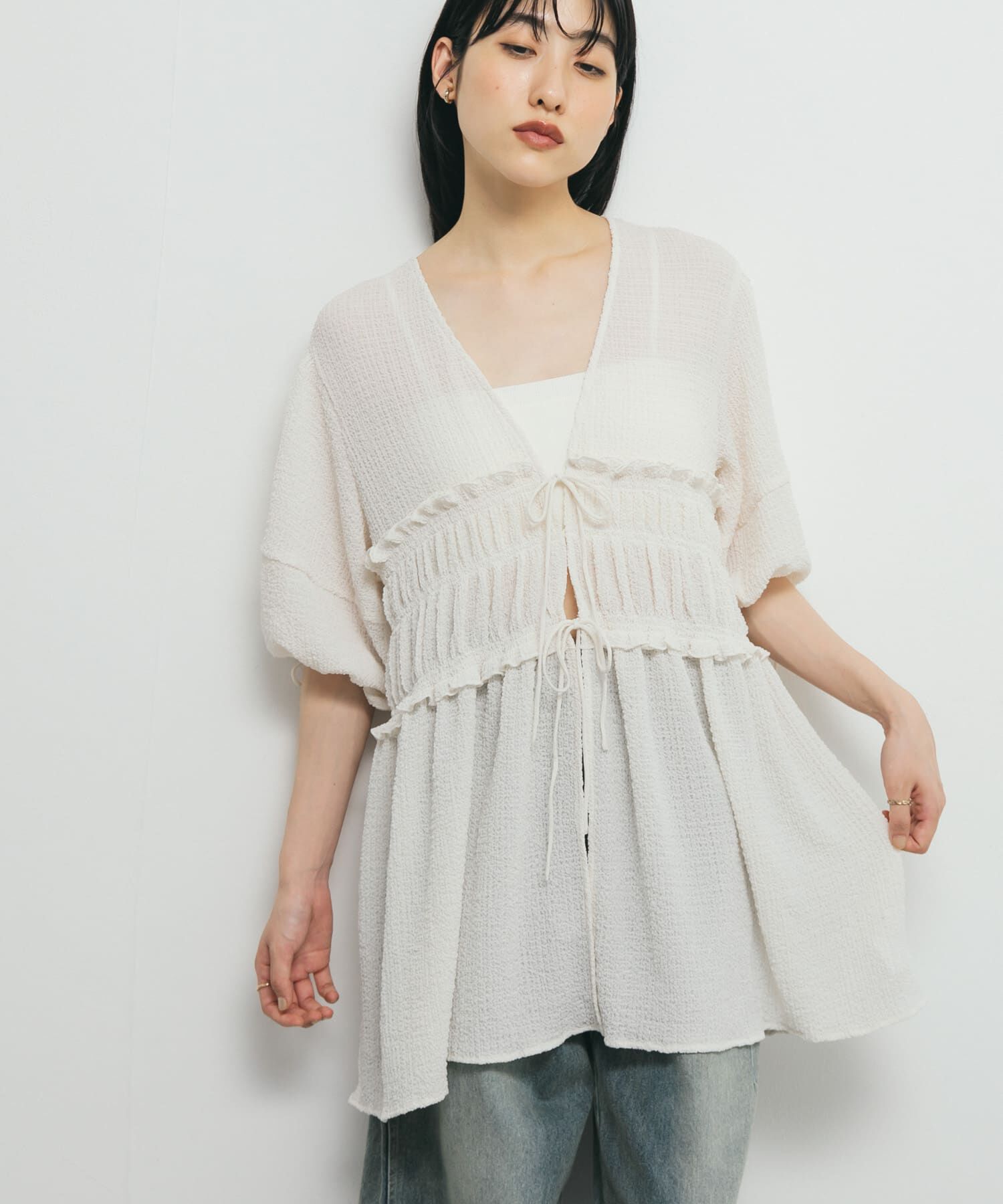  「フロントリボンチュニック」|シャツ・ブラウス|