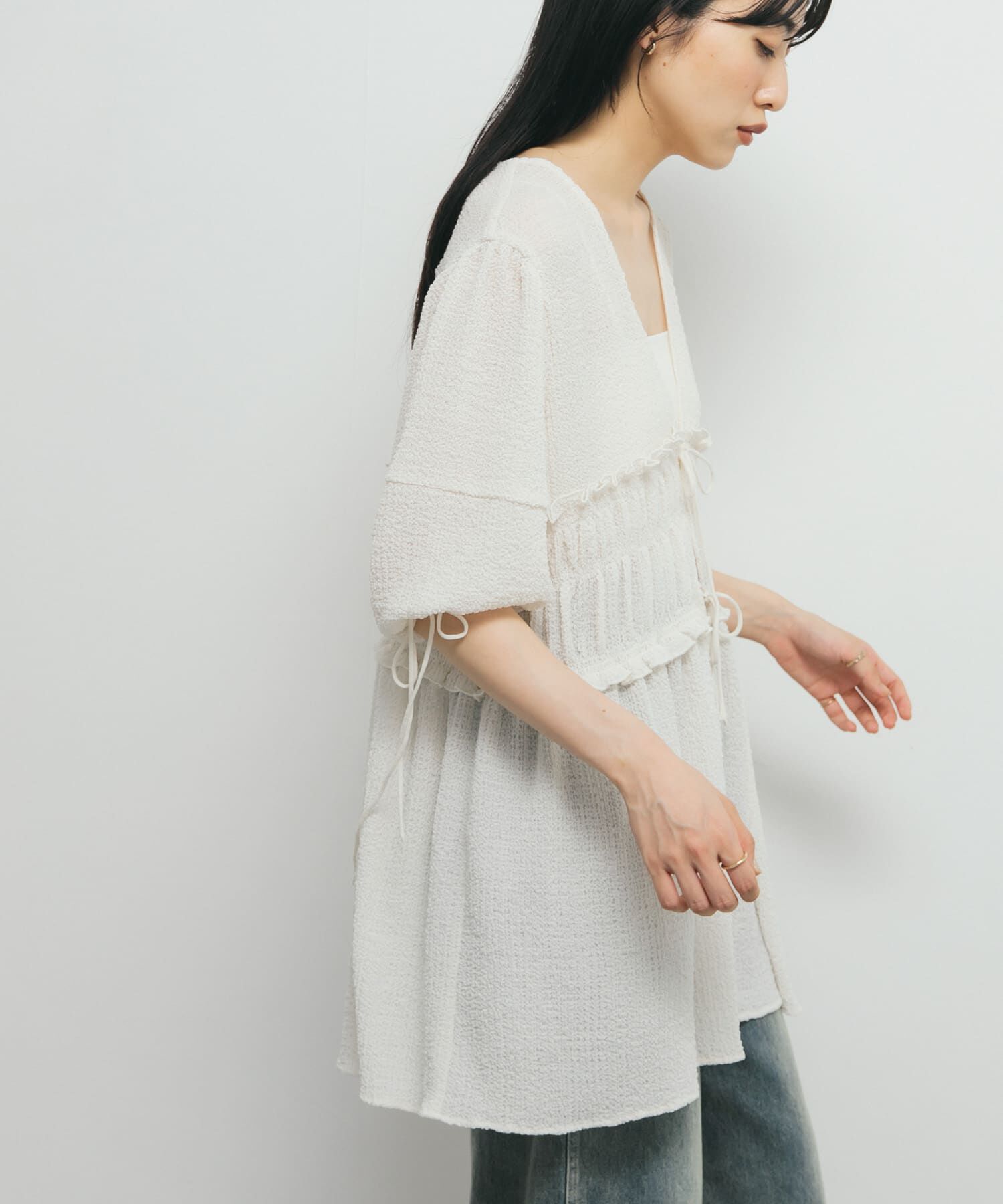  「フロントリボンチュニック」|シャツ・ブラウス|