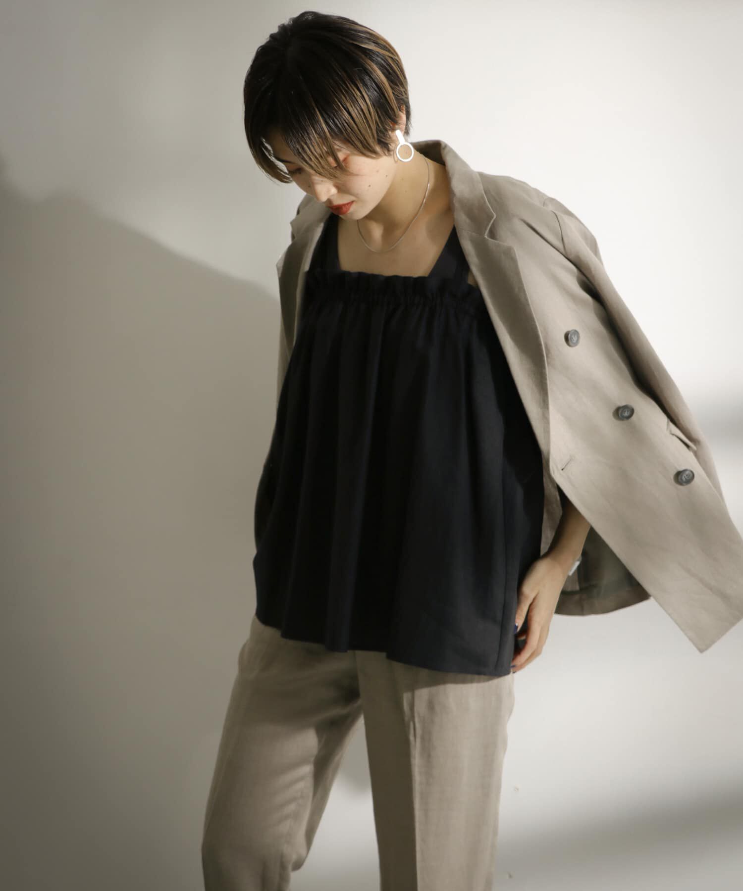  「リネンギャザーキャミ&there4;」|キャミソール|