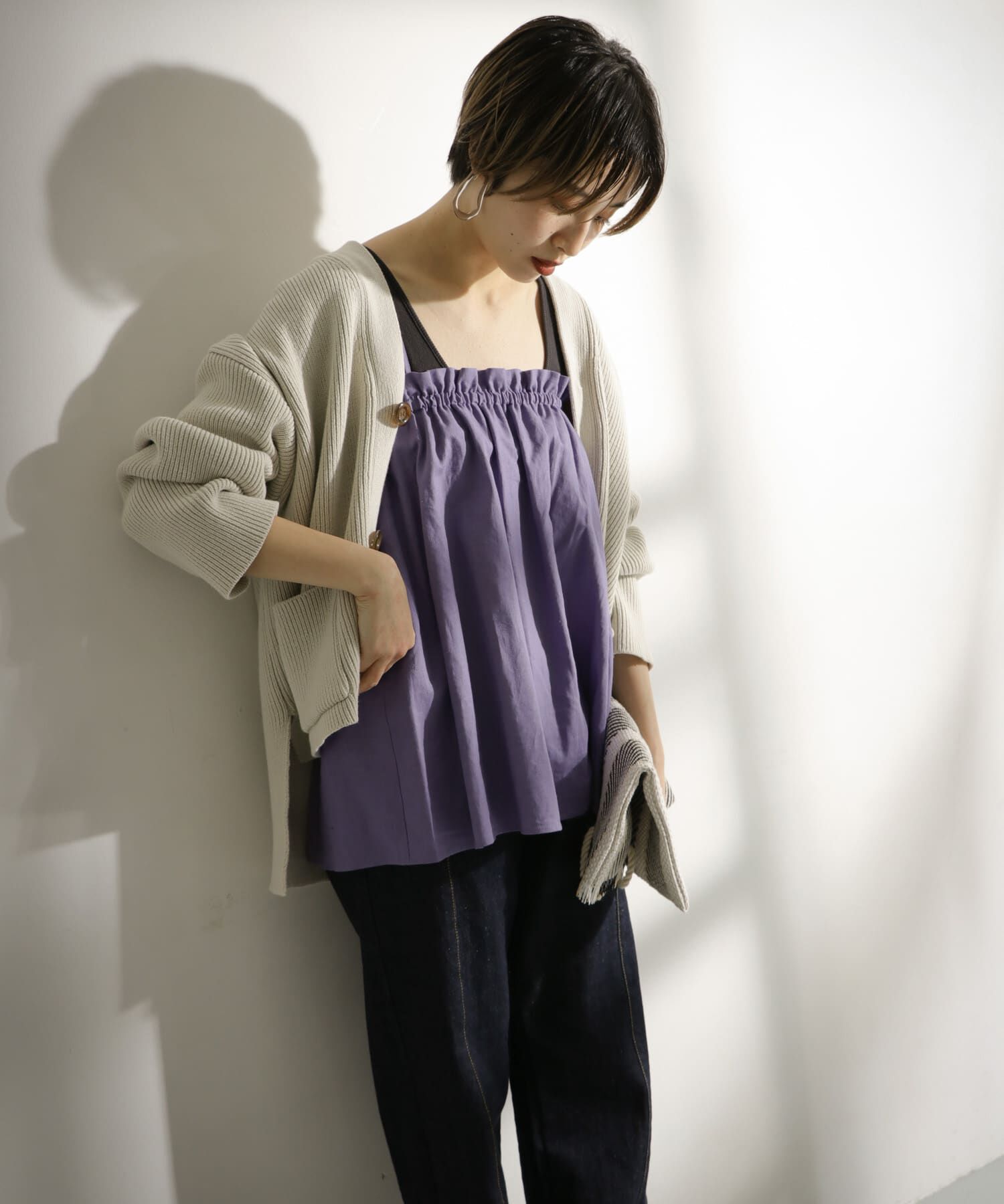  「リネンギャザーキャミ&there4;」|キャミソール|