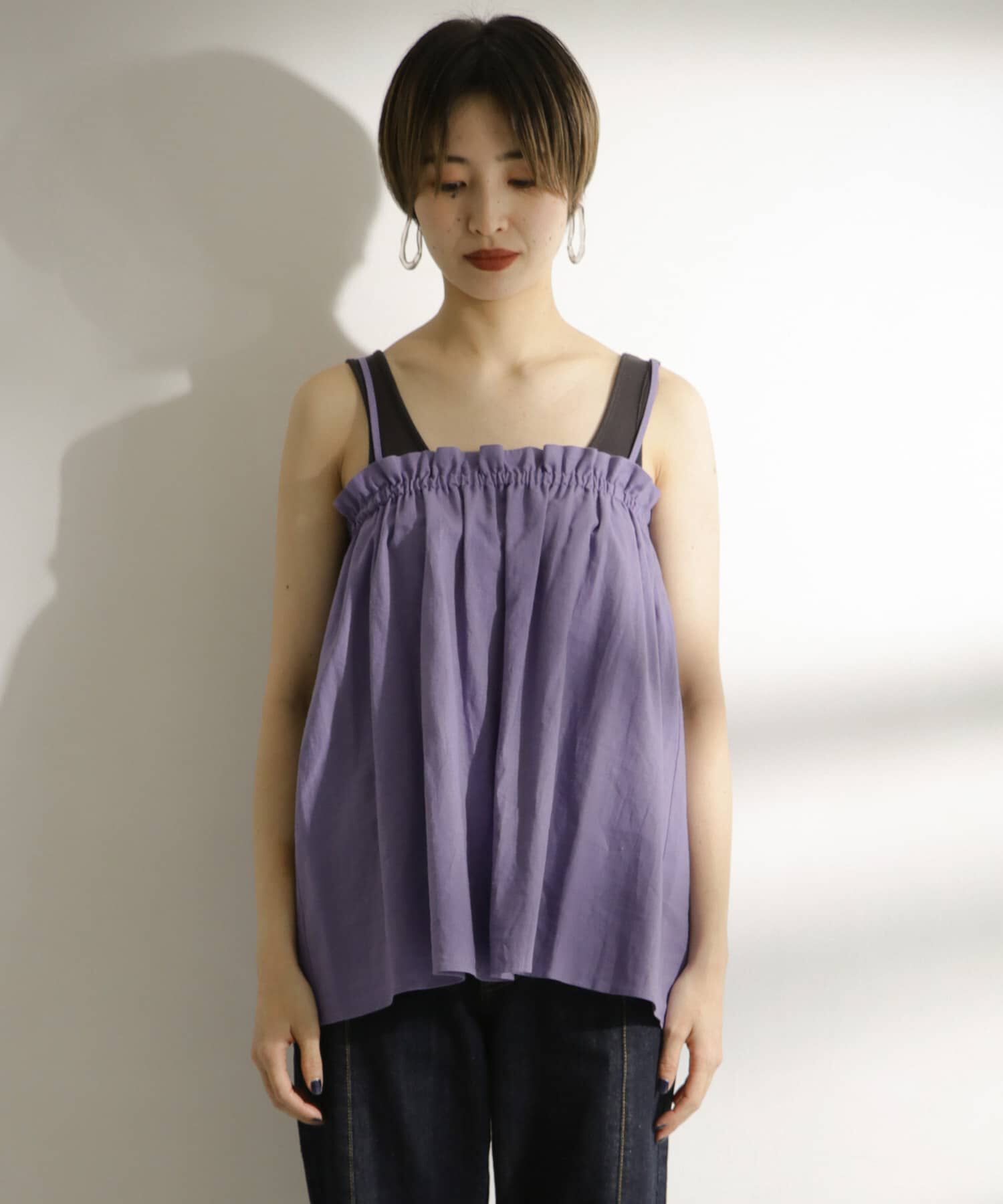  「リネンギャザーキャミ&there4;」|キャミソール|