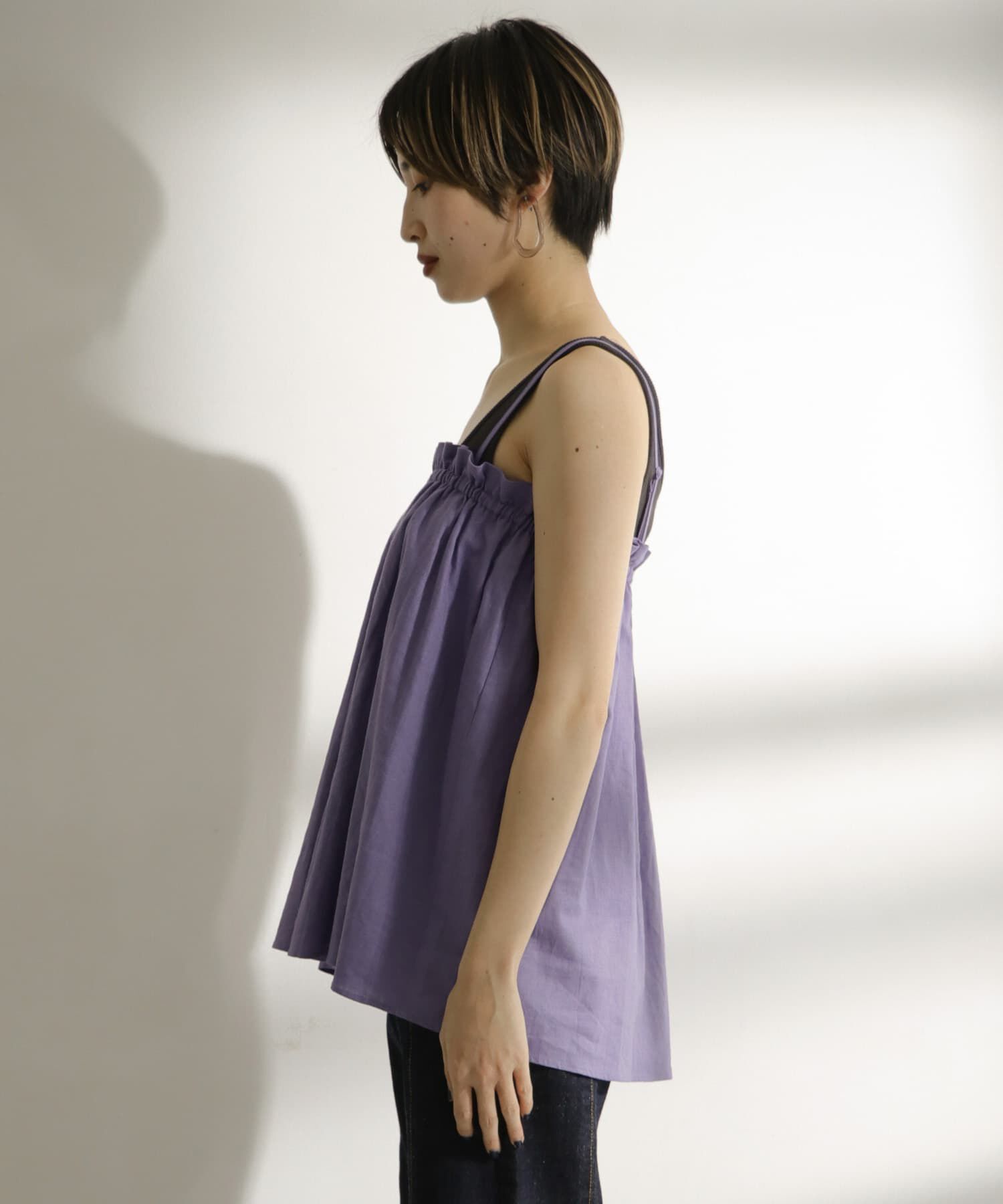 「リネンギャザーキャミ&there4;」|キャミソール|