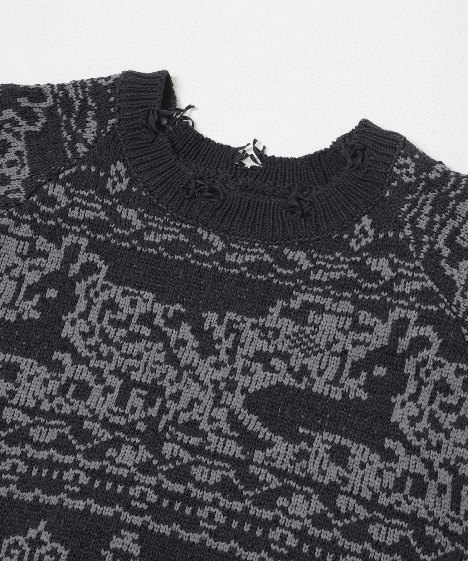  「ジャガードハーフスリーブニット」|ニット・セーター|