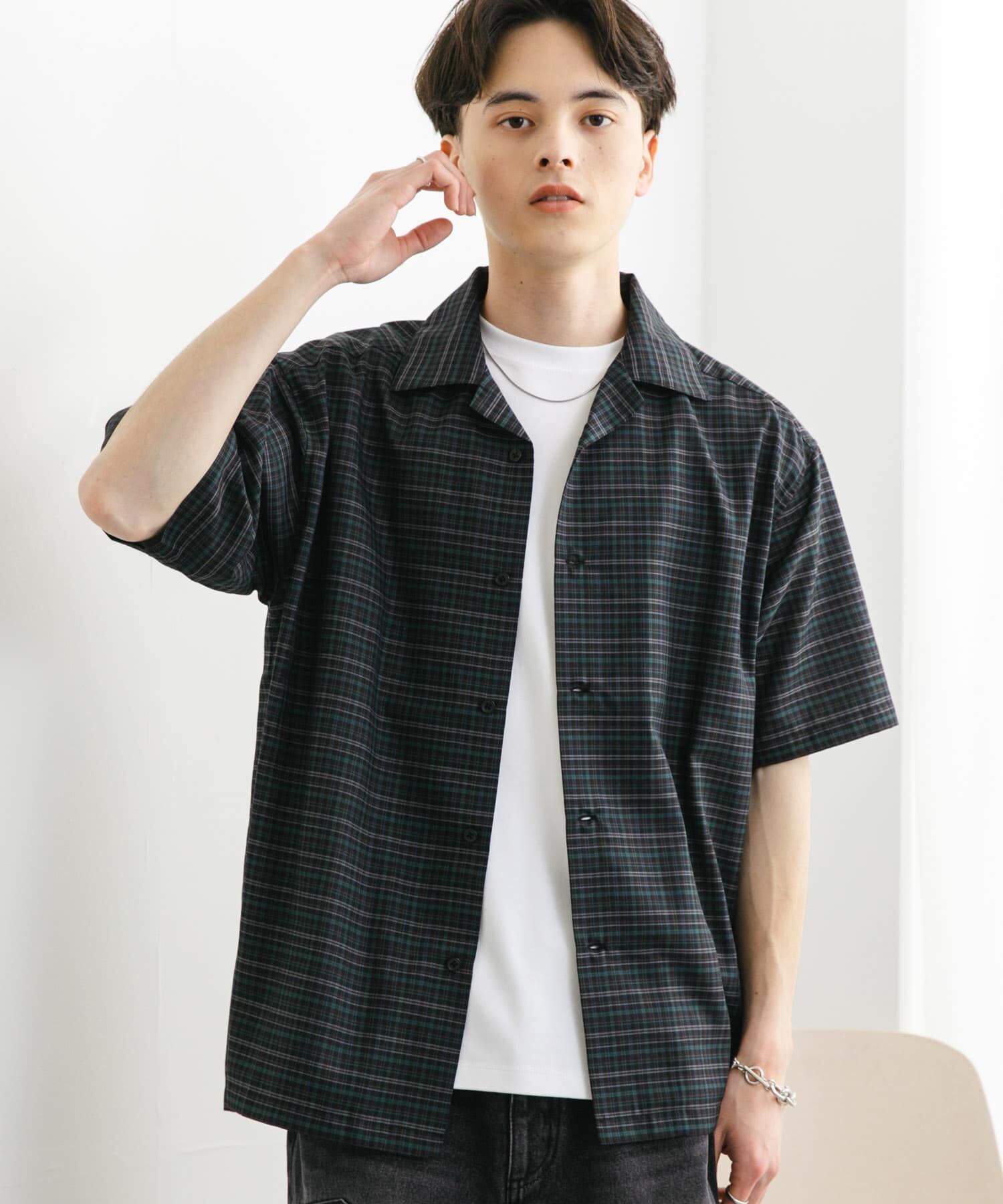 SENSE OF PLACE by URBAN RESEARCH「チェックオープンカラーショートスリーブシャツ」|シャツ・ブラウス|