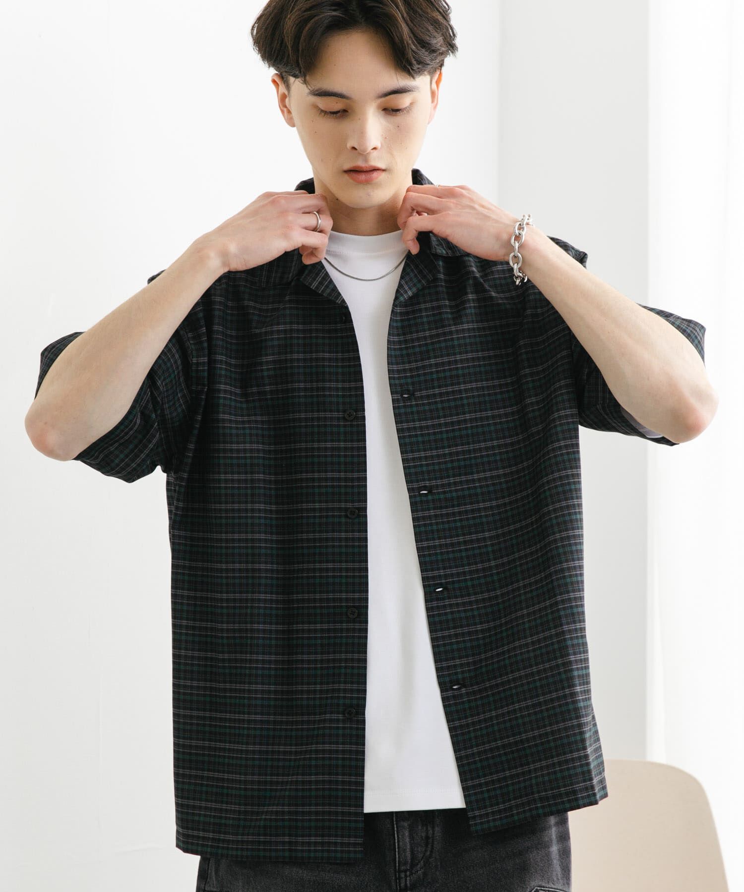 SENSE OF PLACE by URBAN RESEARCH「チェックオープンカラーショートスリーブシャツ」|シャツ・ブラウス|