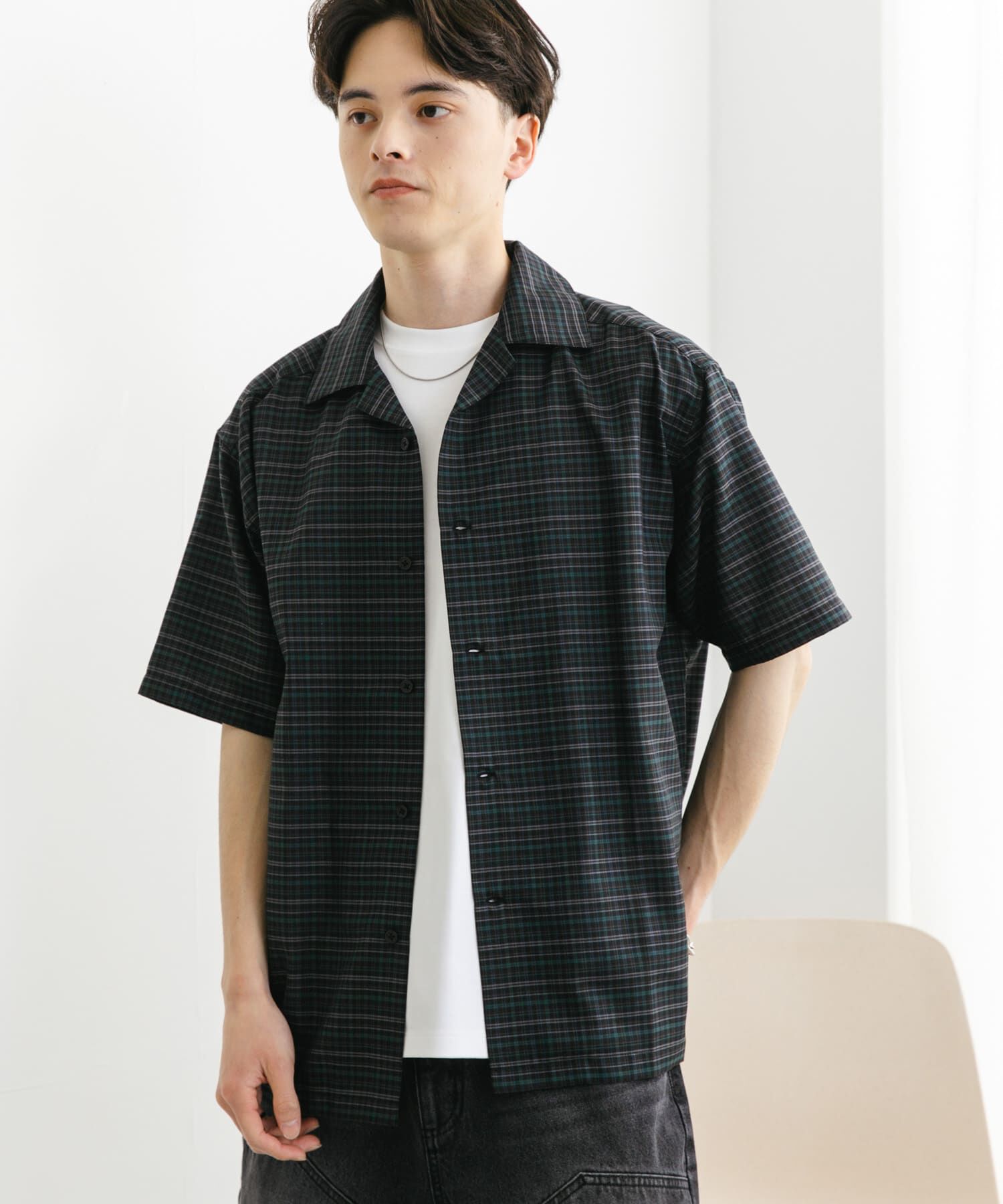SENSE OF PLACE by URBAN RESEARCH「チェックオープンカラーショートスリーブシャツ」|シャツ・ブラウス|