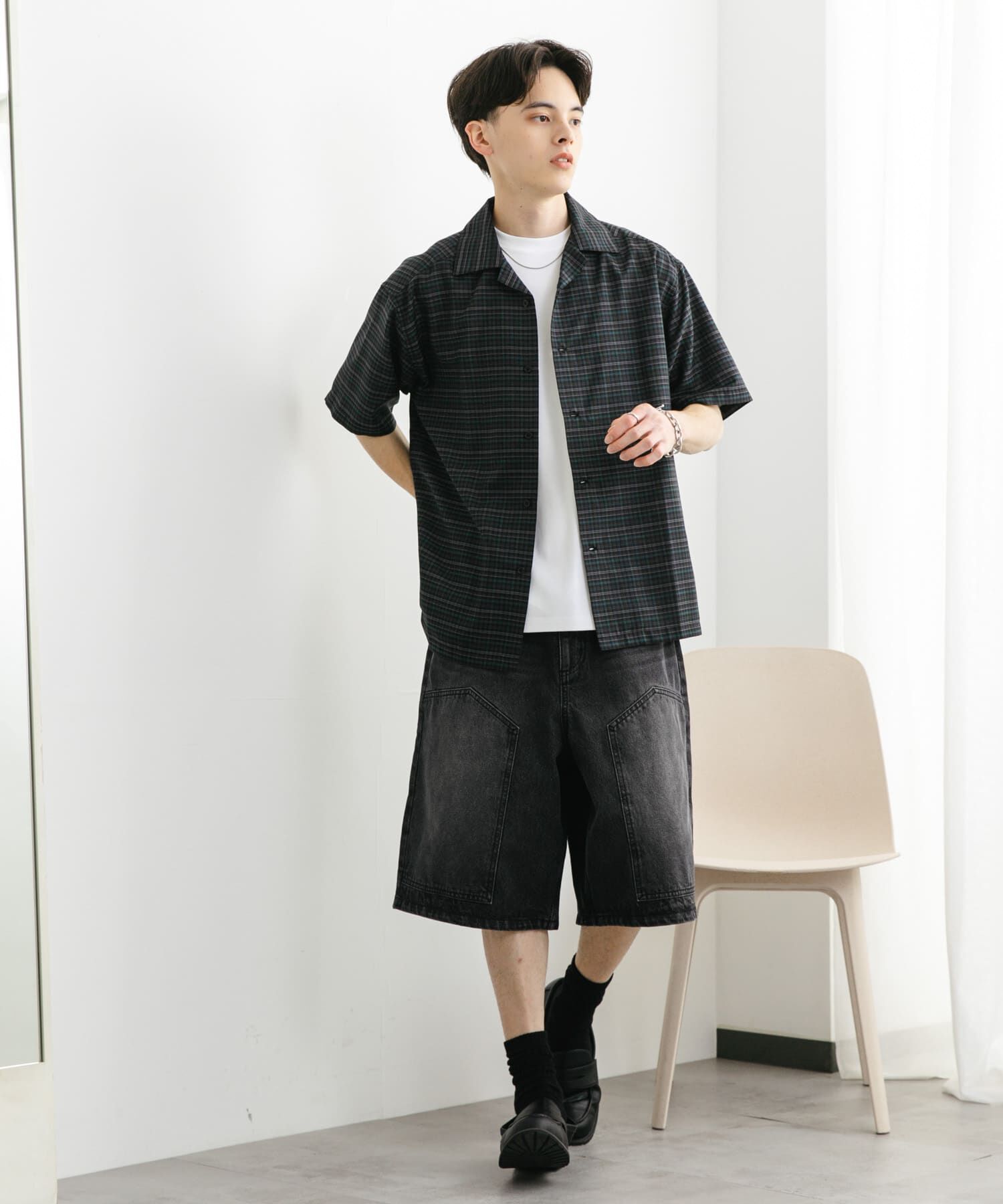 SENSE OF PLACE by URBAN RESEARCH「チェックオープンカラーショートスリーブシャツ」|シャツ・ブラウス|