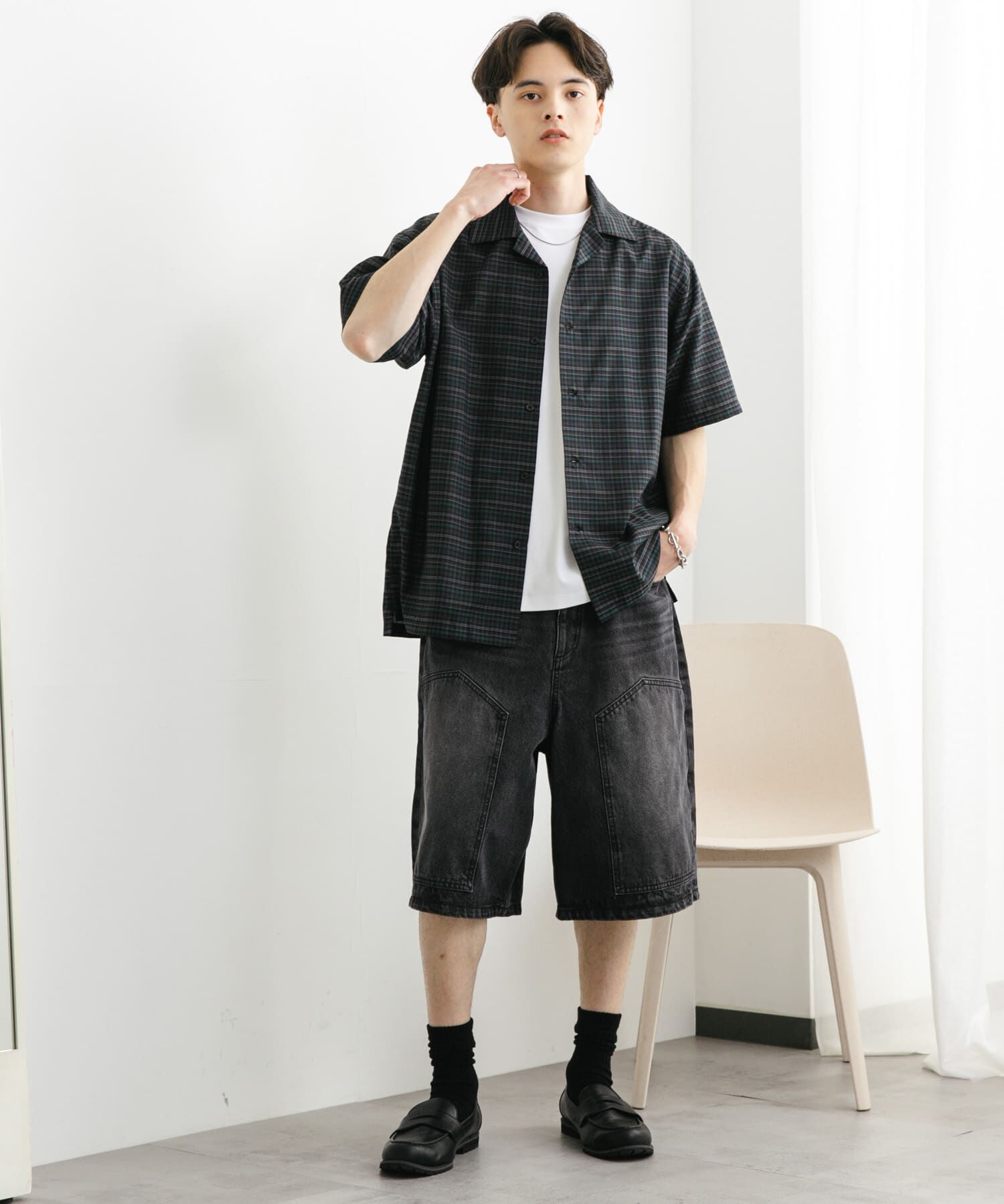 SENSE OF PLACE by URBAN RESEARCH「チェックオープンカラーショートスリーブシャツ」|シャツ・ブラウス|