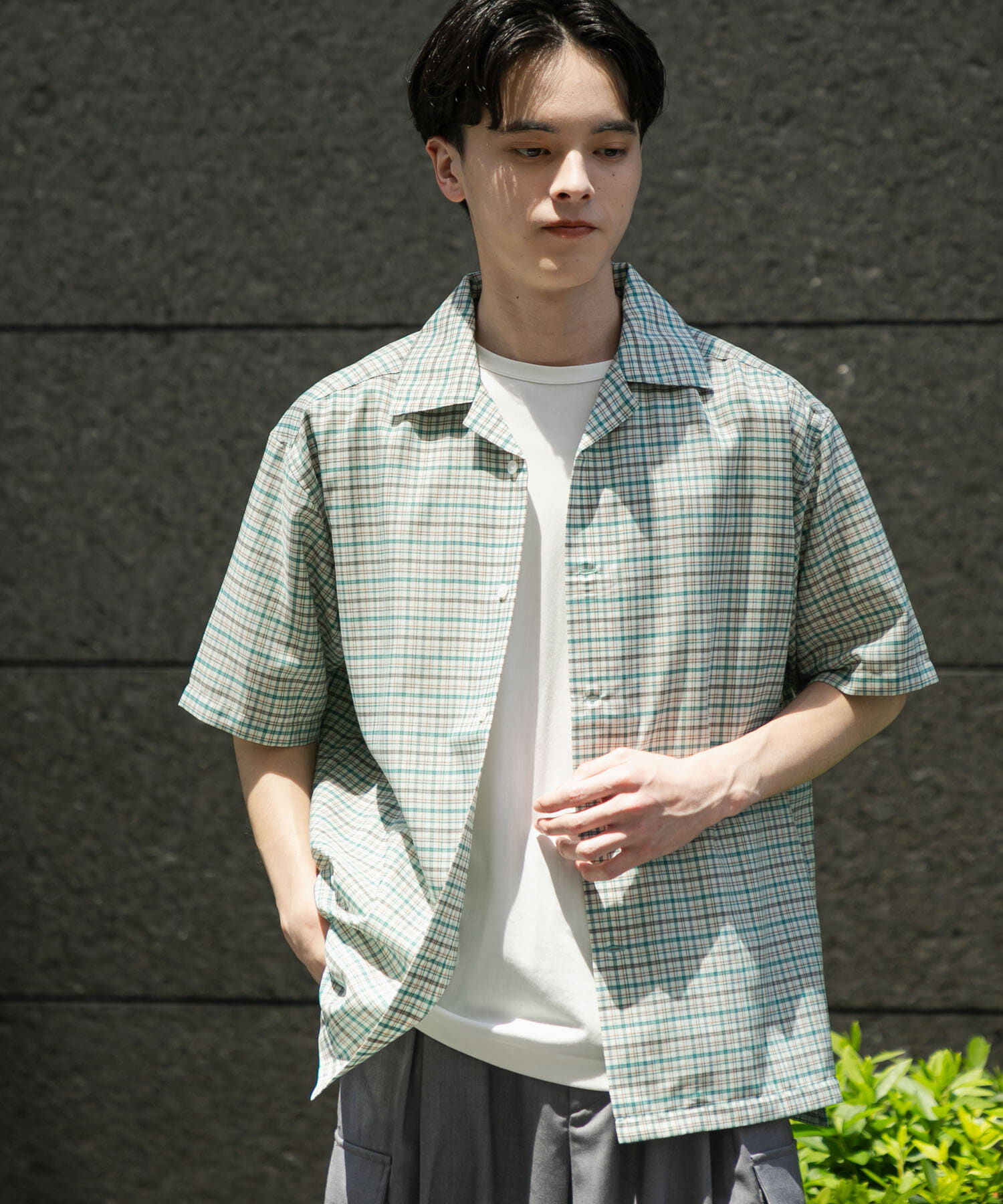 SENSE OF PLACE by URBAN RESEARCH「チェックオープンカラーショートスリーブシャツ」|シャツ・ブラウス|