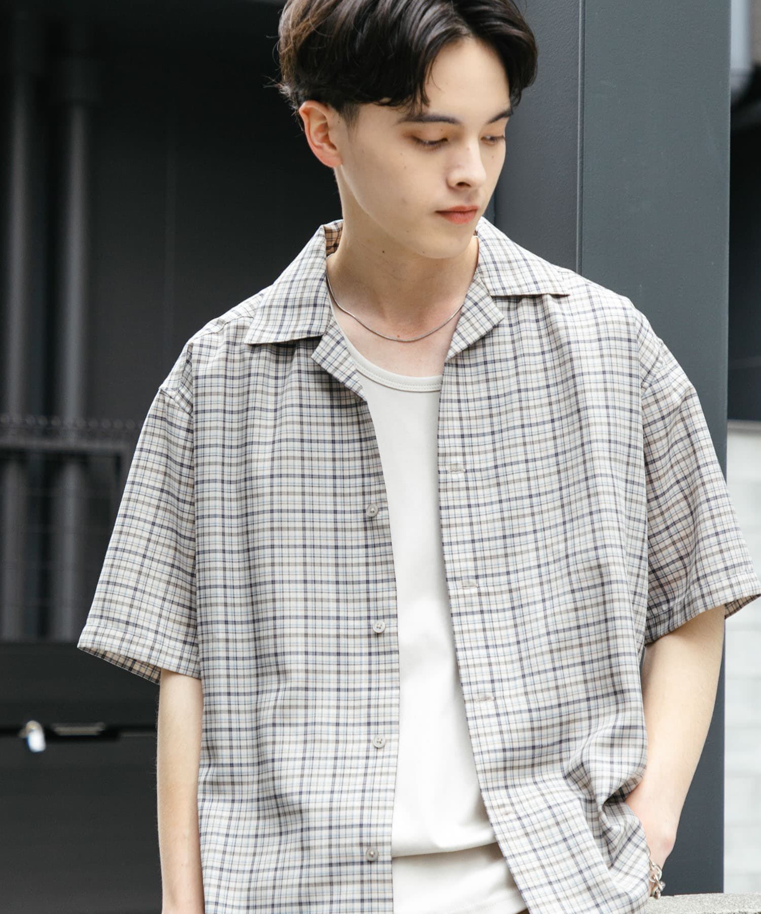 SENSE OF PLACE by URBAN RESEARCH「チェックオープンカラーショートスリーブシャツ」|シャツ・ブラウス|