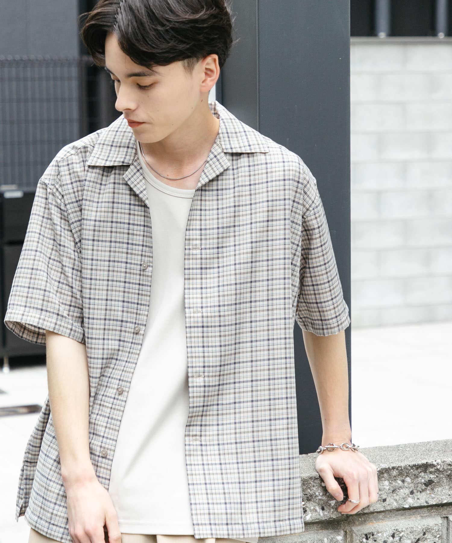 SENSE OF PLACE by URBAN RESEARCH「チェックオープンカラーショートスリーブシャツ」|シャツ・ブラウス|