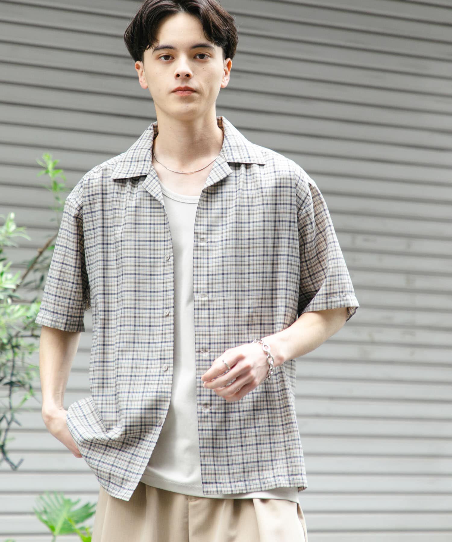 SENSE OF PLACE by URBAN RESEARCH「チェックオープンカラーショートスリーブシャツ」|シャツ・ブラウス|