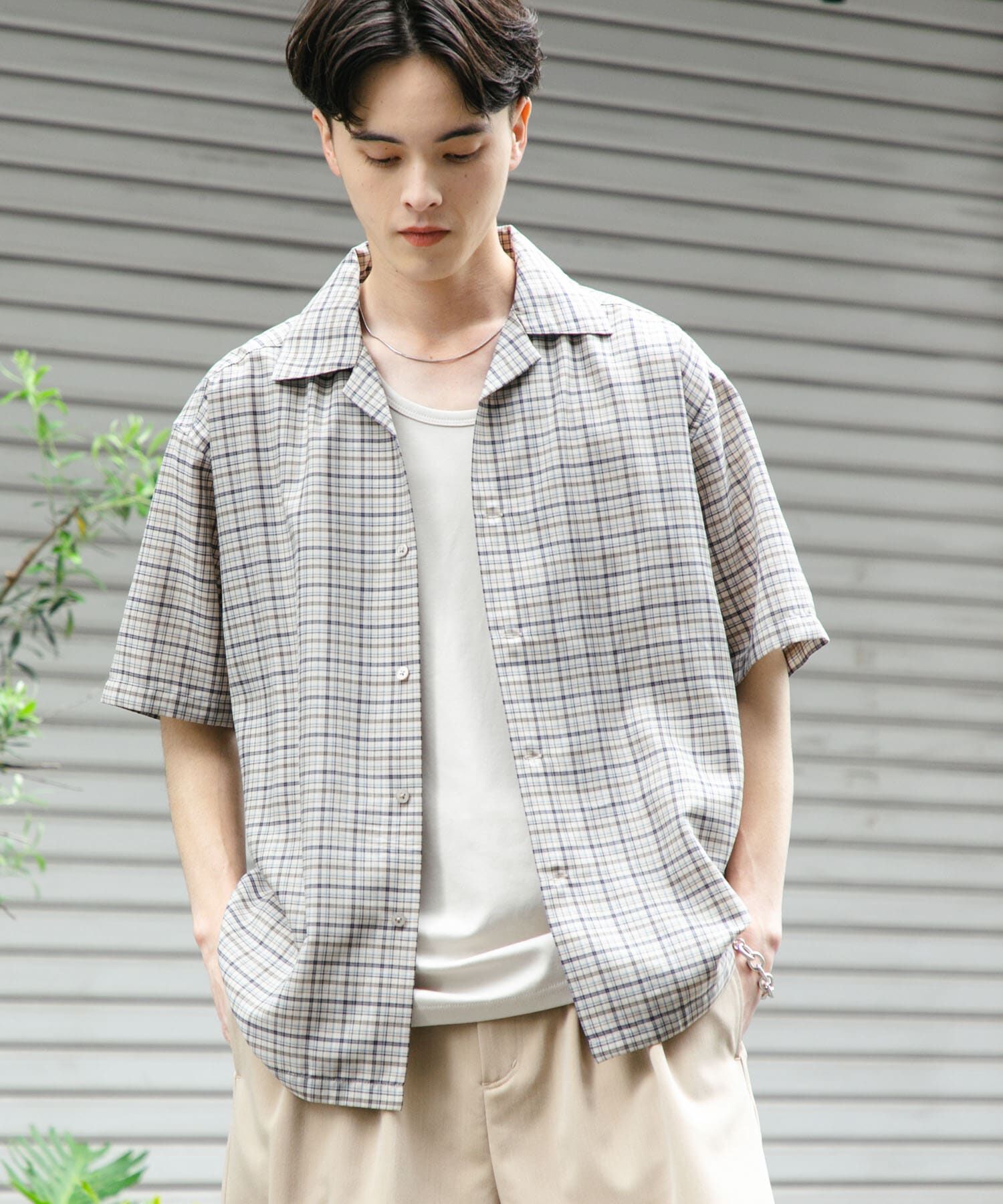 SENSE OF PLACE by URBAN RESEARCH「チェックオープンカラーショートスリーブシャツ」|シャツ・ブラウス|