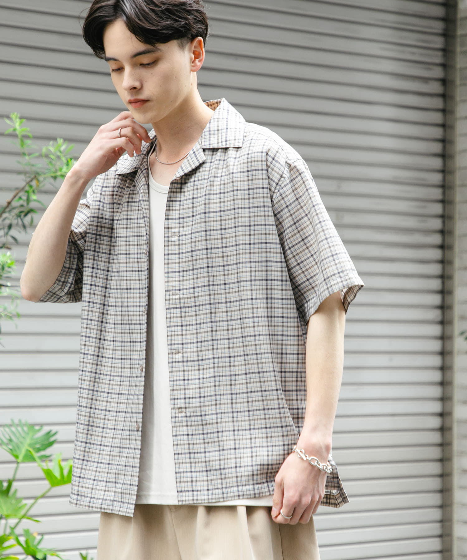 SENSE OF PLACE by URBAN RESEARCH「チェックオープンカラーショートスリーブシャツ」|シャツ・ブラウス|