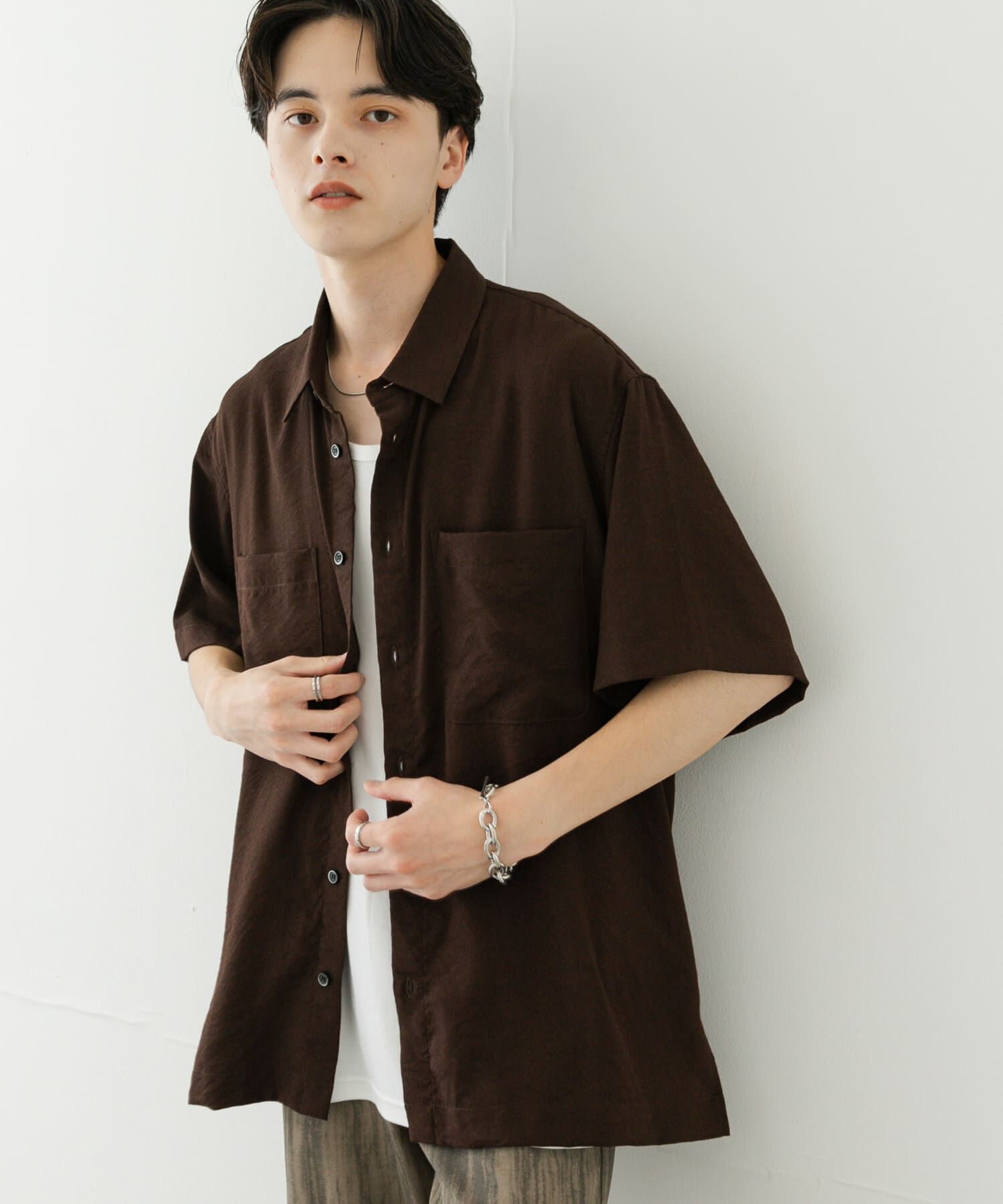 SENSE OF PLACE by URBAN RESEARCH「ソフトツイルWPKレギュラーカラーショートスリーブシャツ」|シャツ・ブラウス|ブラウン