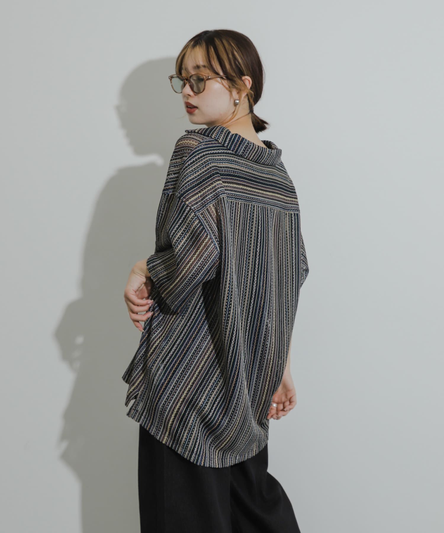 SENSE OF PLACE by URBAN RESEARCH「『ユニセックス』『洗濯可』アソートレースオープンカラーシャツ(5分袖)」|シャツ・ブラウス|